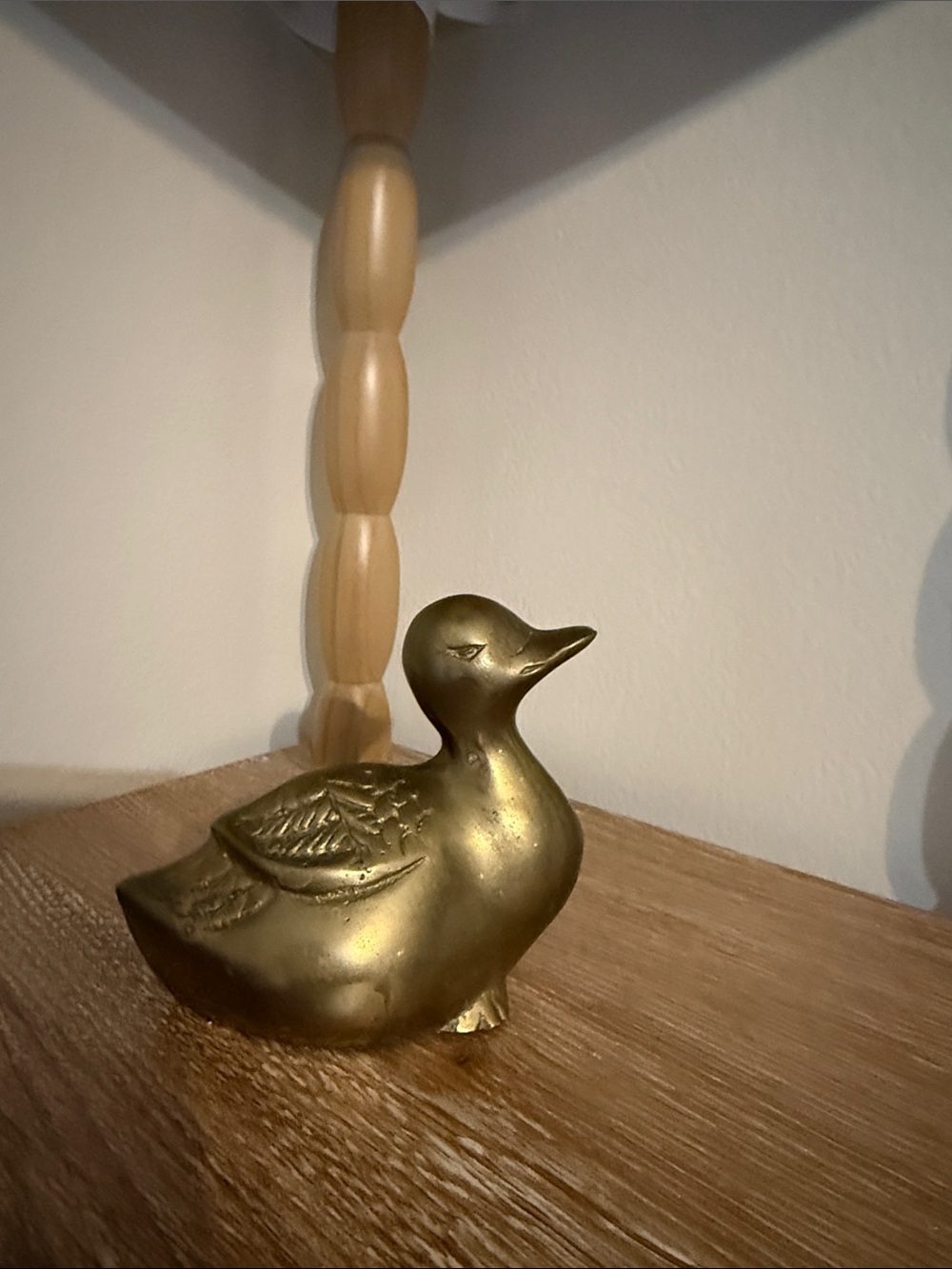 Brass Duck Figurine - Gold Tone Decorative Accent
